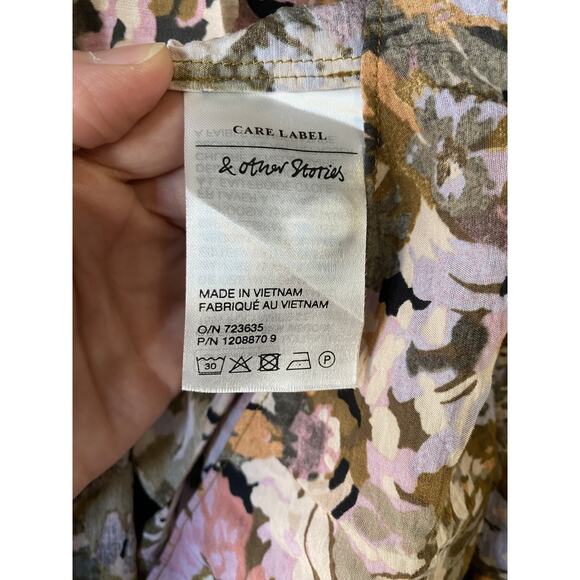 & Other Stories Shirt Womens Size Large Frill Collar Blouse Puff Peasant Sleeves - Picture 6 of 11